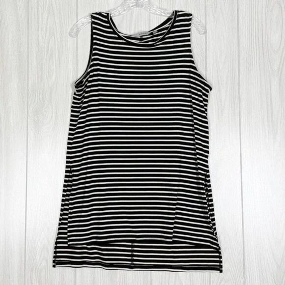 Athleta Tops - Athleta | Black and White Striped Side Split Knit Tank Top Size Medium